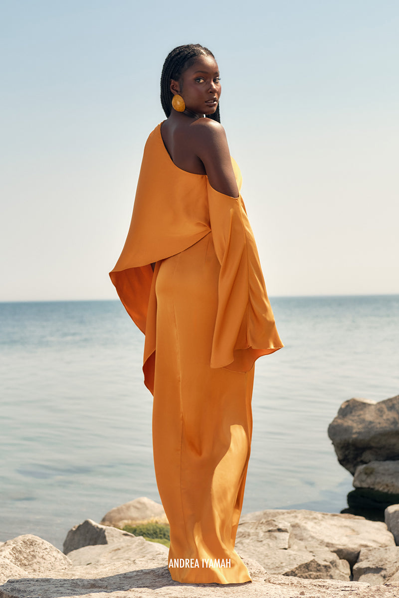 LEENA FULL LENGTH DRESS IN GOLD - CULT MIA