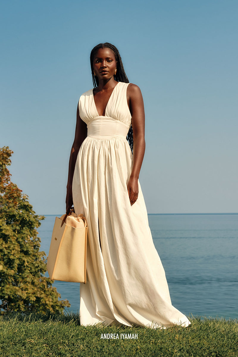REXI COTTON MAXI DRESS IN LIMESTONE - CULT MIA