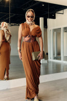 Andrea Iyamah ADI Knit Kaftan Dress in a maxi style, featuring a cozy knit fabric and relaxed fit, perfect for fall and winter wear.