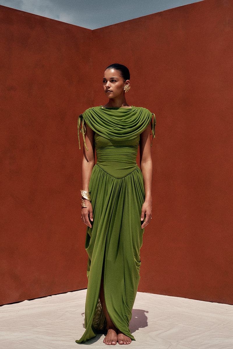 KATU MESH DRESS IN BRIGHT OLIVE | CULT MIA | Andrea Iyamah KATU MESH DRESS IN BRIGHT OLIVE | CULT MIA | Andrea Iyamah
