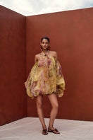 Andrea Iyamah Bayo Bubble Dress in Vibra Print, a colorful mini dress with vibrant pattern, perfect for summer or special occasions.