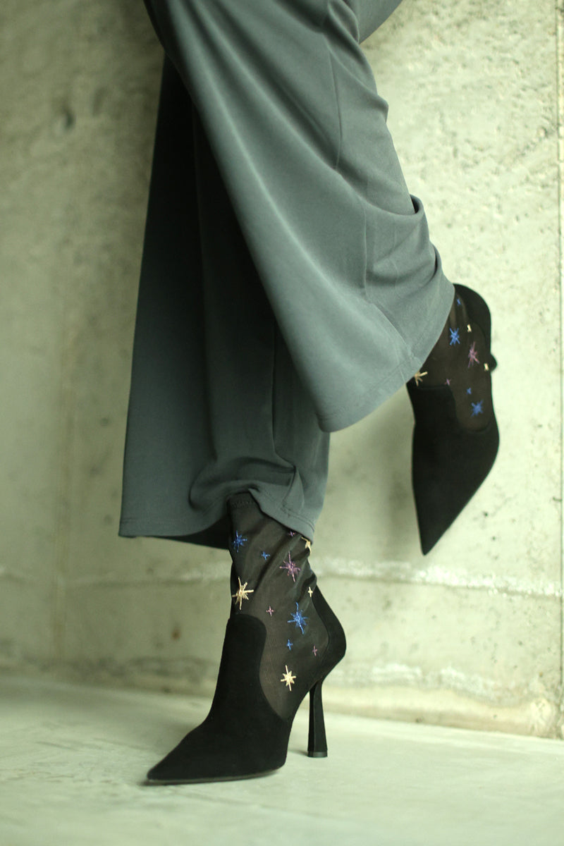 Black suede Anna Boot 95 by House of Atana featuring a sleek, stylish ankle boot design with a pointed toe and 95mm heel.