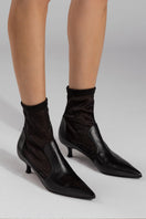 Black Anna boot by House of Atana with nappa leather and soft mesh details, showcasing a stylish and modern footwear design.