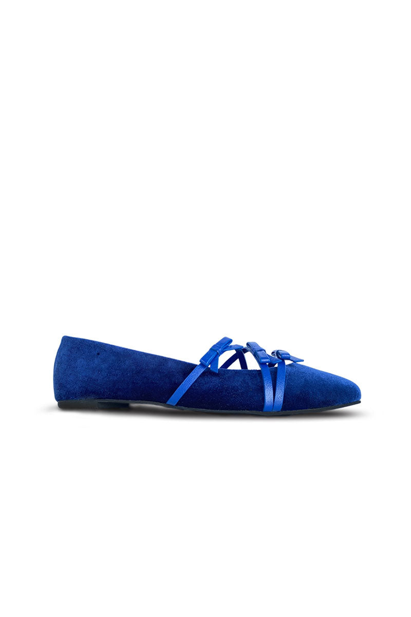 Christin Wu Annaya flats in blue with pointed toe and sleek design, perfect for casual and dressy occasions.
