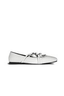 White Christin Wu Annaya flats featuring a sleek design and pointed toe, perfect for casual and formal wear.