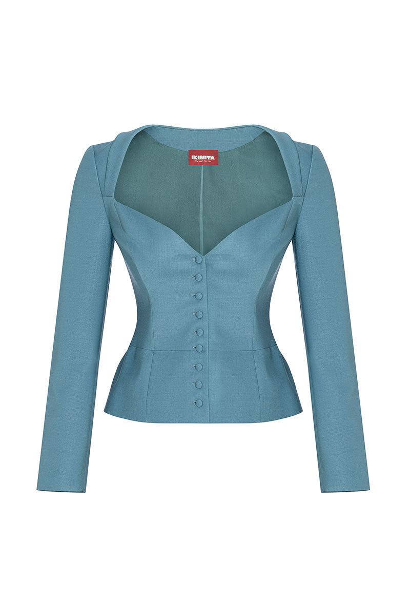 ANNE WORKING TOP IN BLUE GREEN - CULT MIA