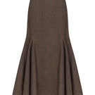 Podyh Seccesia midi skirt in rich brown, showcasing a flowing design and elegant length perfect for stylish outfits.