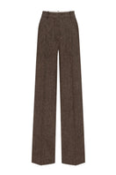 Podyh Seccesia pants in rich brown, stylish casual pants with a relaxed fit, displayed on a neutral background.