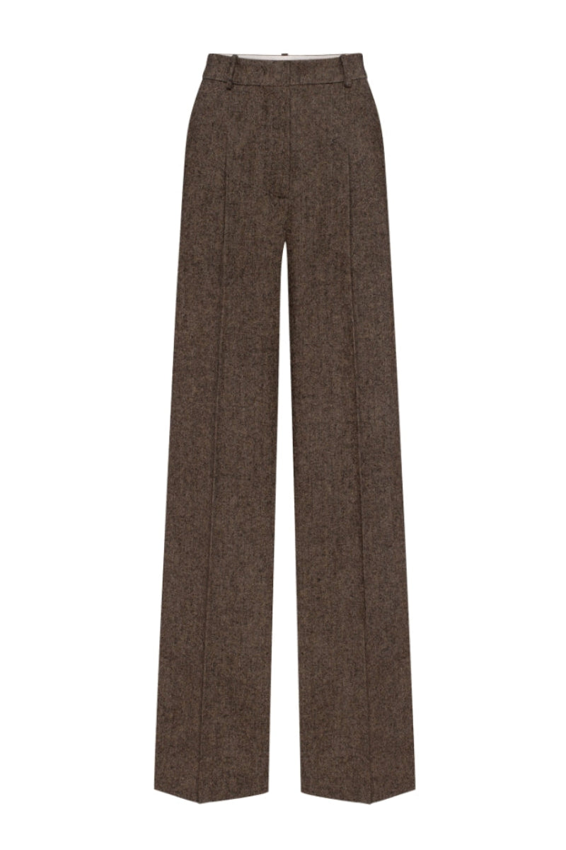 Podyh Seccesia pants in rich brown, stylish casual pants with a relaxed fit, displayed on a neutral background.