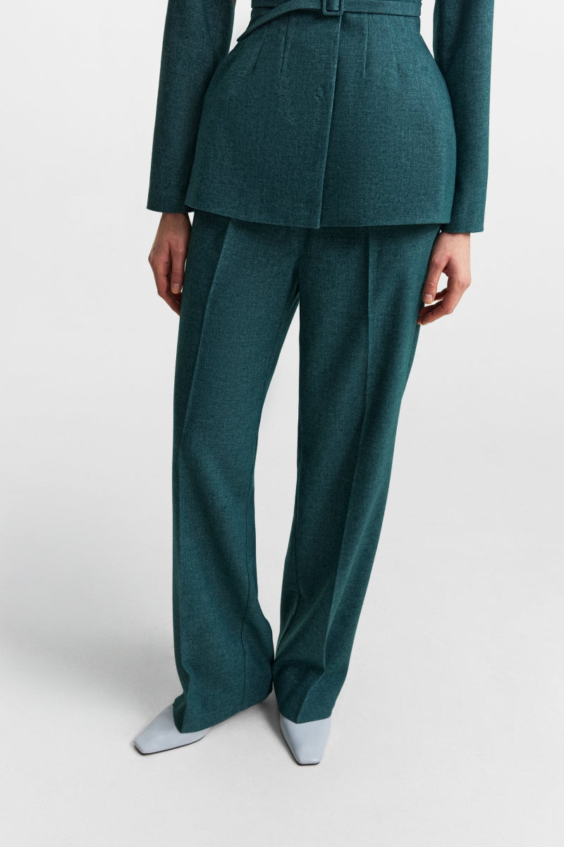 Podyh Seccesia teal pants with a relaxed fit, featuring a comfortable waistband and stylish design in rich teal fabric.