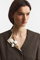 PODYH Seccesia brown blazer jacket with tailored fit, lapel collar, and stylish design, perfect for formal or smart-casual wear.