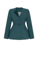 PODYH Seccesia blazer in rich teal, tailored blazer with structured fit and lapel collar, stylish and versatile for formal or casual wear.