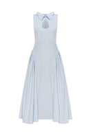 Celestial blue PODYH midi dress with a flowing silhouette, featuring a soft fabric and elegant design.
