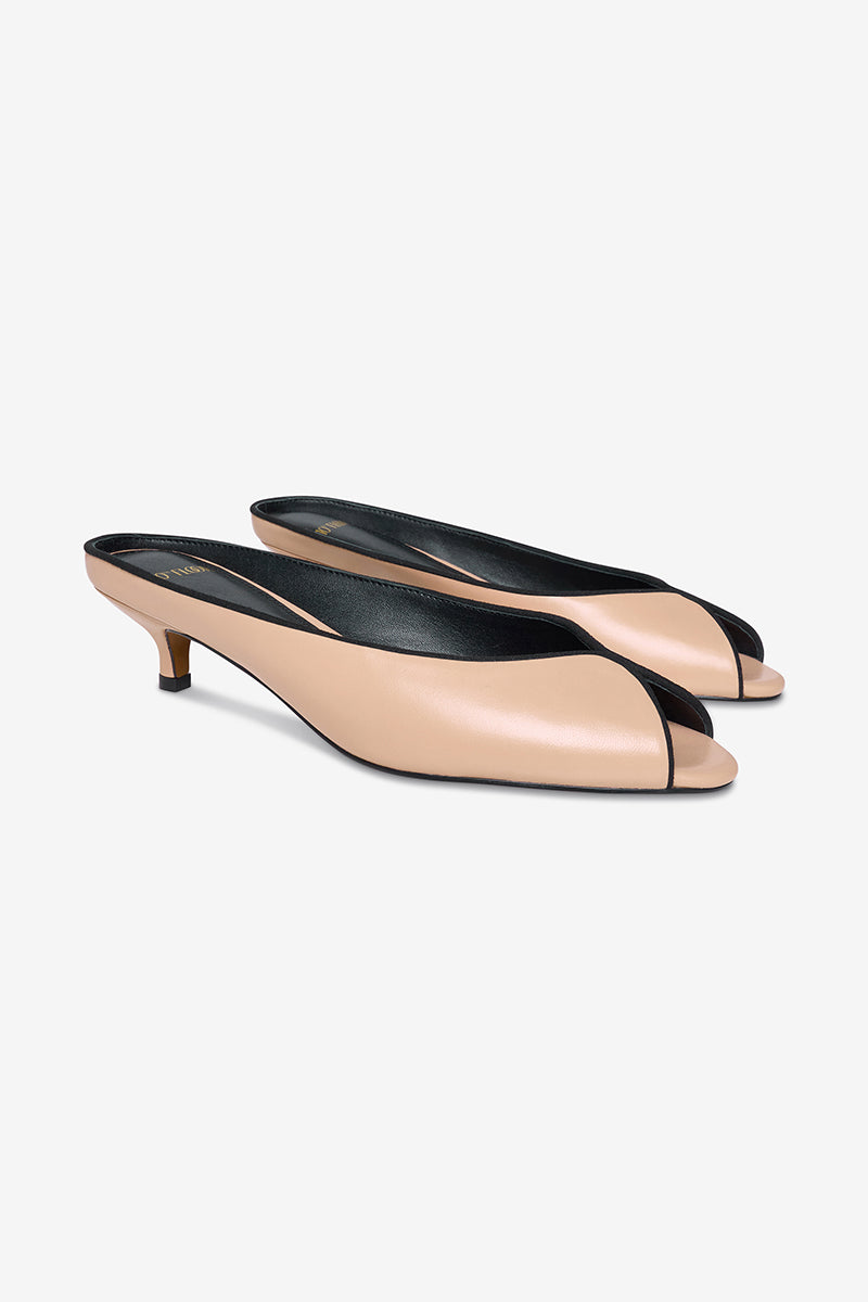 Elegant AQUILA heels in sandy beige by 10TH FLOOR, featuring a sleek design and stylish heel for sophisticated occasions.
