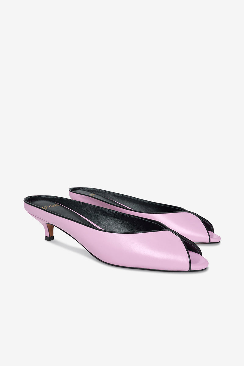 Pink AQUILA heels by 10TH FLOOR with sleek straps and stiletto heel, stylish footwear for elegant occasions.