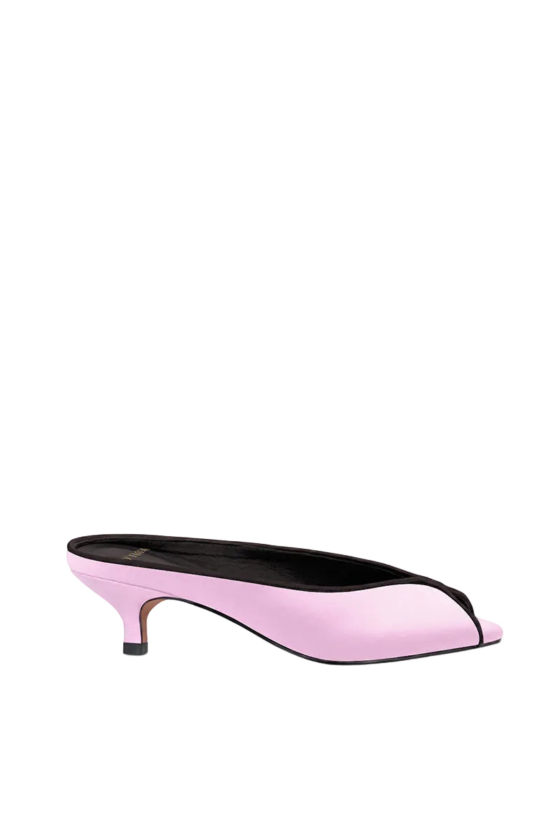 Pink AQUILA heels by 10TH FLOOR featuring stylish stiletto design and sleek ankle straps.