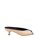 A pair of beige AQUILA heels in sand color by 10TH FLOOR, featuring stylish open-toe design and elegant heel height.