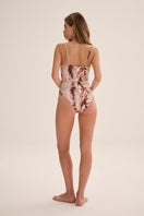 Nelblu Arena one-piece swimsuit in cafe print featuring a stylish design and comfortable fit, perfect for beach or poolside wear.
