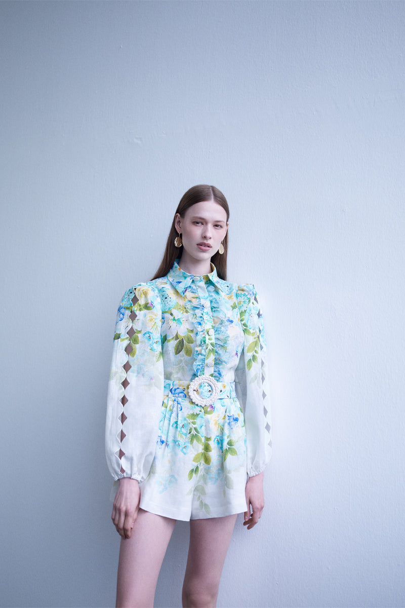 AISA Arielle shirt featuring a stylish, fitted design with a collar and long sleeves, displayed on a neutral background.