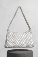 Silver Arista seashell shoulder bag by Verdi featuring a stylish seashell design and adjustable strap.