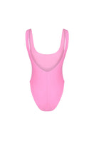 Pink Arizona one-piece swimsuit by Oceanus, featuring a stylish back design, perfect for beach or pool wear.