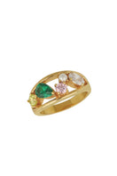 Amelia Scott Sofia cluster ring featuring flamingo and gold accents, showcasing a delicate and stylish jewelry piece.