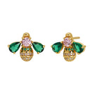 Beatrice jewelled bee earrings by Amelia Scott featuring sparkling bee-shaped stud design on silver-tone metal.