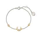 Silver and gold Luna Two Tone Pearl Moon bracelet by Amelia Scott featuring elegant pearl and moon charm design.