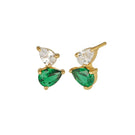 Emerald green and gold Sofia teardrop stud earrings by Amelia Scott, featuring elegant teardrop shape and shiny finish.