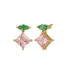 Pink emerald and gold stud earrings by Amelia Scott featuring elegant gemstone accents and a sleek design.