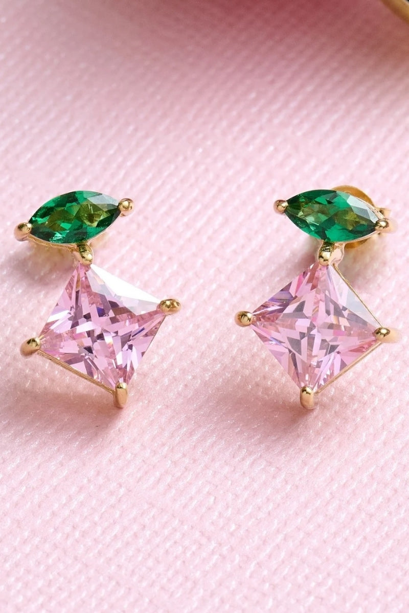 Pink emerald and gold earrings by Amelia Scott featuring stud design with sparkling gemstones and elegant craftsmanship.