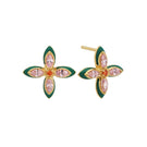 Silver Lucky Clover Stud Earrings by Amelia Scott featuring four-leaf clover designs on a simple stud setting.