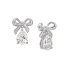 Silver Amelia Scott bow stud earrings with a delicate design, perfect for everyday wear and subtle elegance.