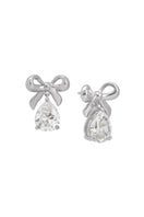 Silver Amelia Scott bow stud earrings with a delicate design, perfect for everyday wear and subtle elegance.