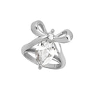 Silver Amelia Scott bow ring with clear CZ stones, featuring a delicate bow design and shiny silver band.