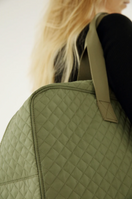 Olive green ASK Scandinavia Ella overnight bag with top handle and spacious interior for travel and weekend trips.