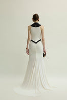 Jenny K Tran Aster Dress in ivory and black gown, featuring elegant fabric and stylish design, perfect for formal occasions.