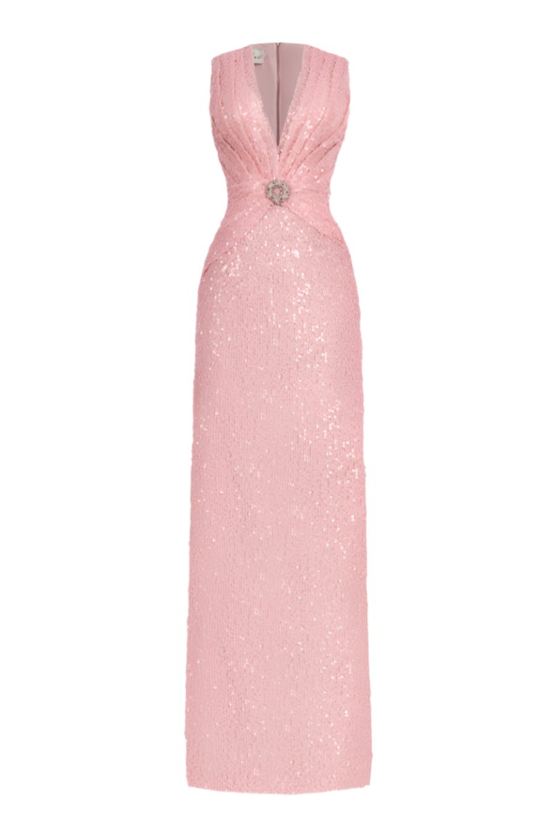 SEQUIN LONG DRESS IN PINK - CULT MIA