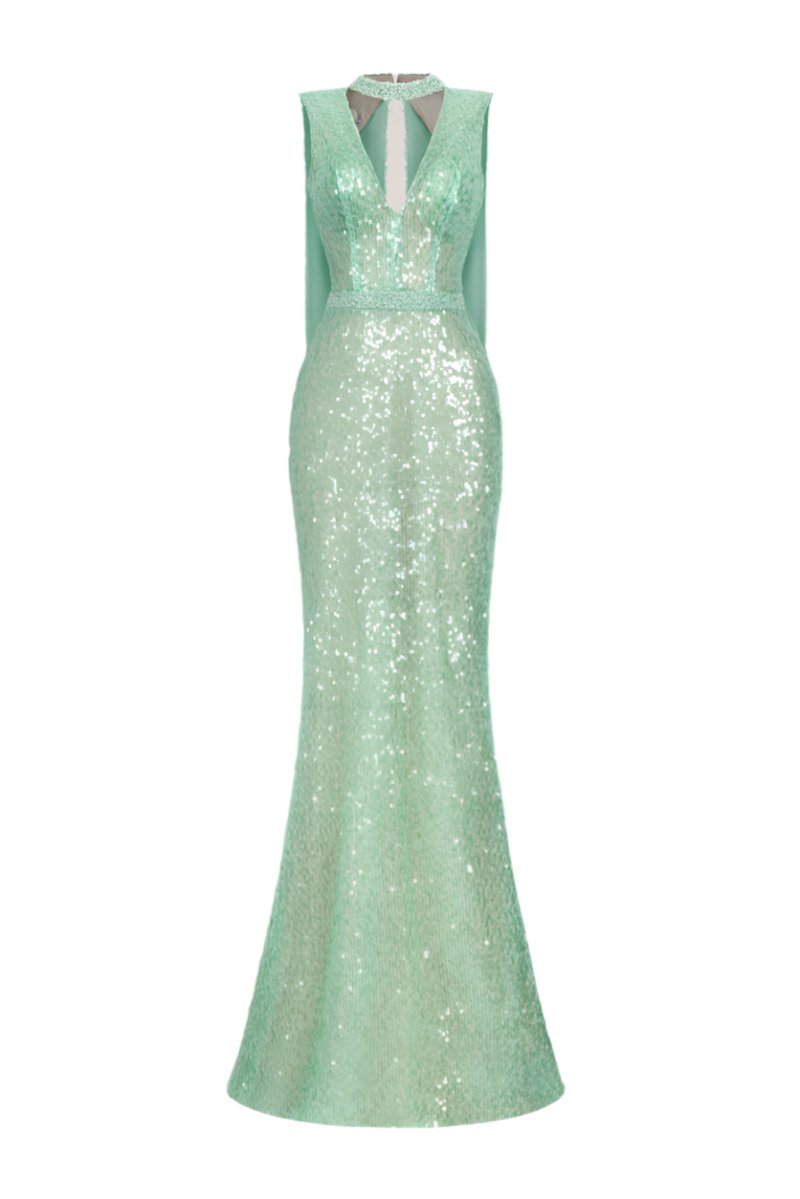 CUTOUT SEQUIN DRESS IN MINT - CULT MIA