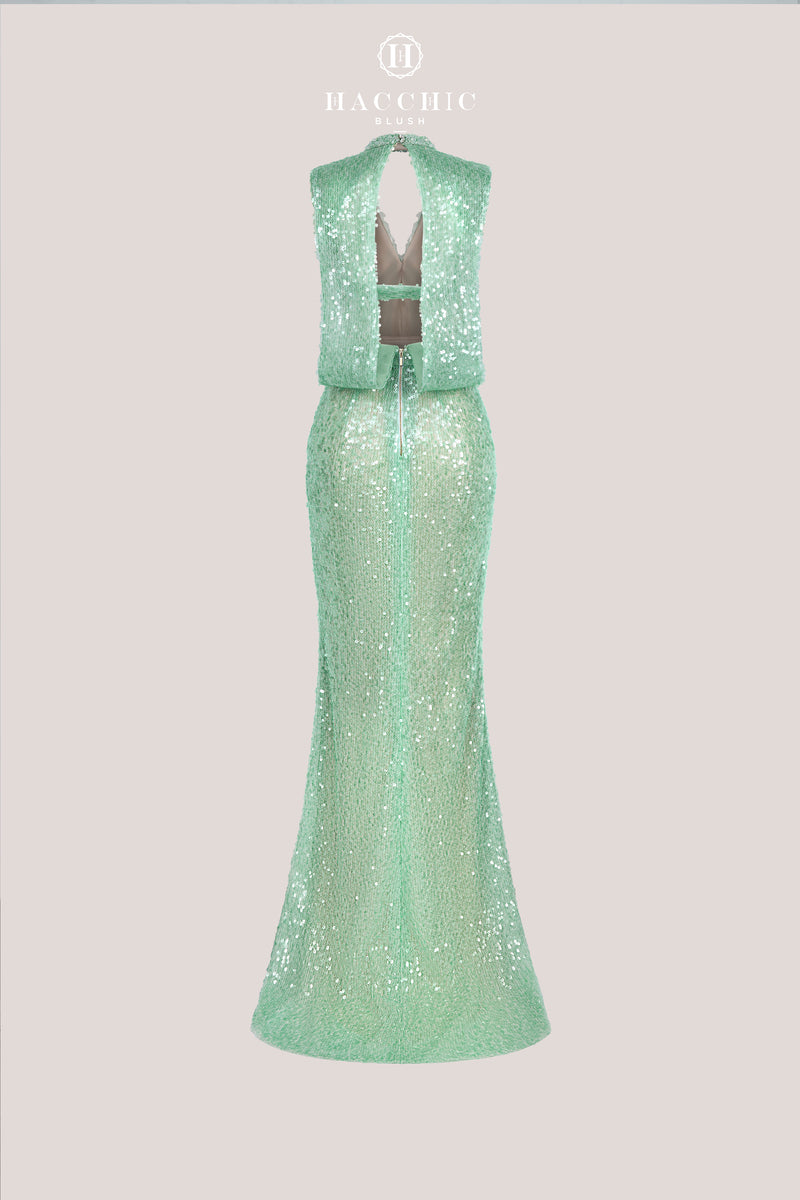 CUTOUT SEQUIN DRESS IN MINT - CULT MIA