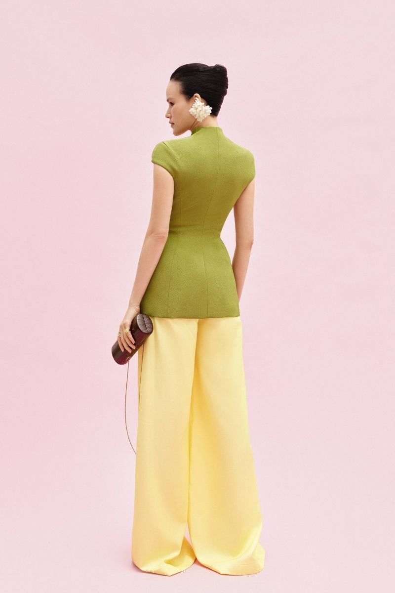 Bright yellow Jenny K Tran ATLAN PANTS I made from comfortable fabric, featuring a relaxed fit and stylish design.