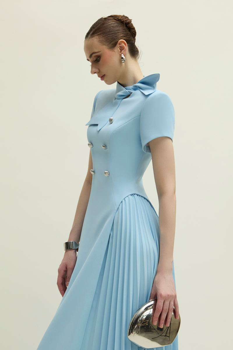 Jenny K Tran Audley blue maxi dress with flowing fabric and elegant design, perfect for casual or formal occasions.