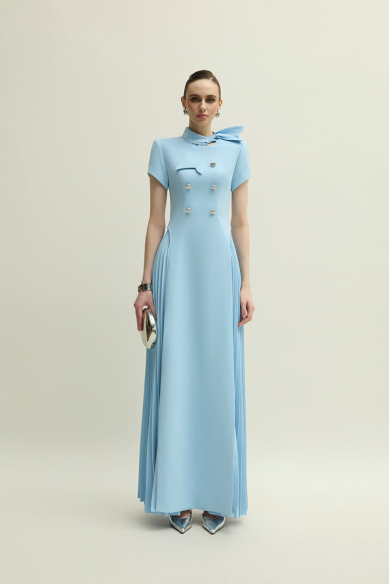 Blue Audley maxi dress by Jenny K Tran featuring a flowing silhouette and elegant design, perfect for casual or formal occasions.