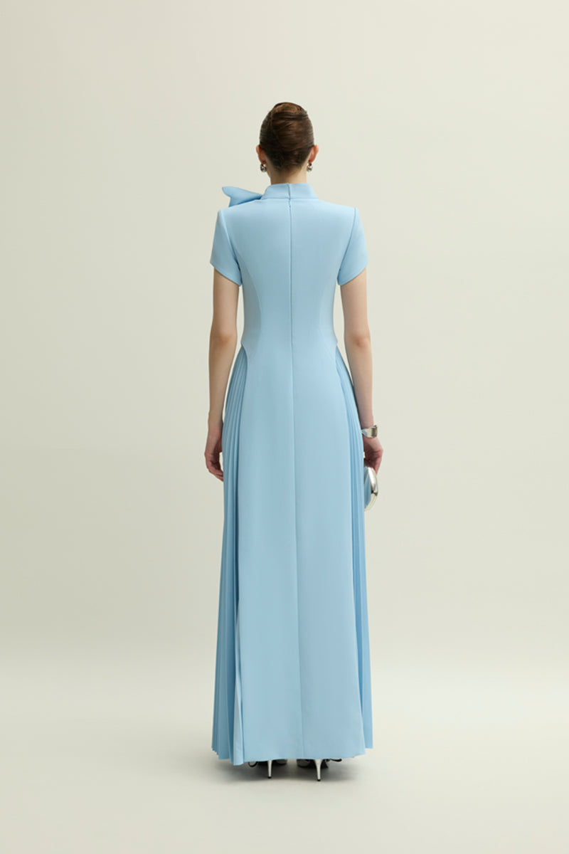 Jenny K Tran Audley blue maxi dress featuring a flowing design and elegant silhouette, perfect for casual or formal occasions.