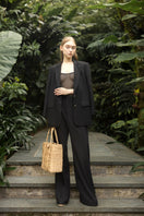 Beatrix linen straight blazer set by 21Six, featuring a tailored blazer and matching co-ord pants in lightweight linen fabric.
