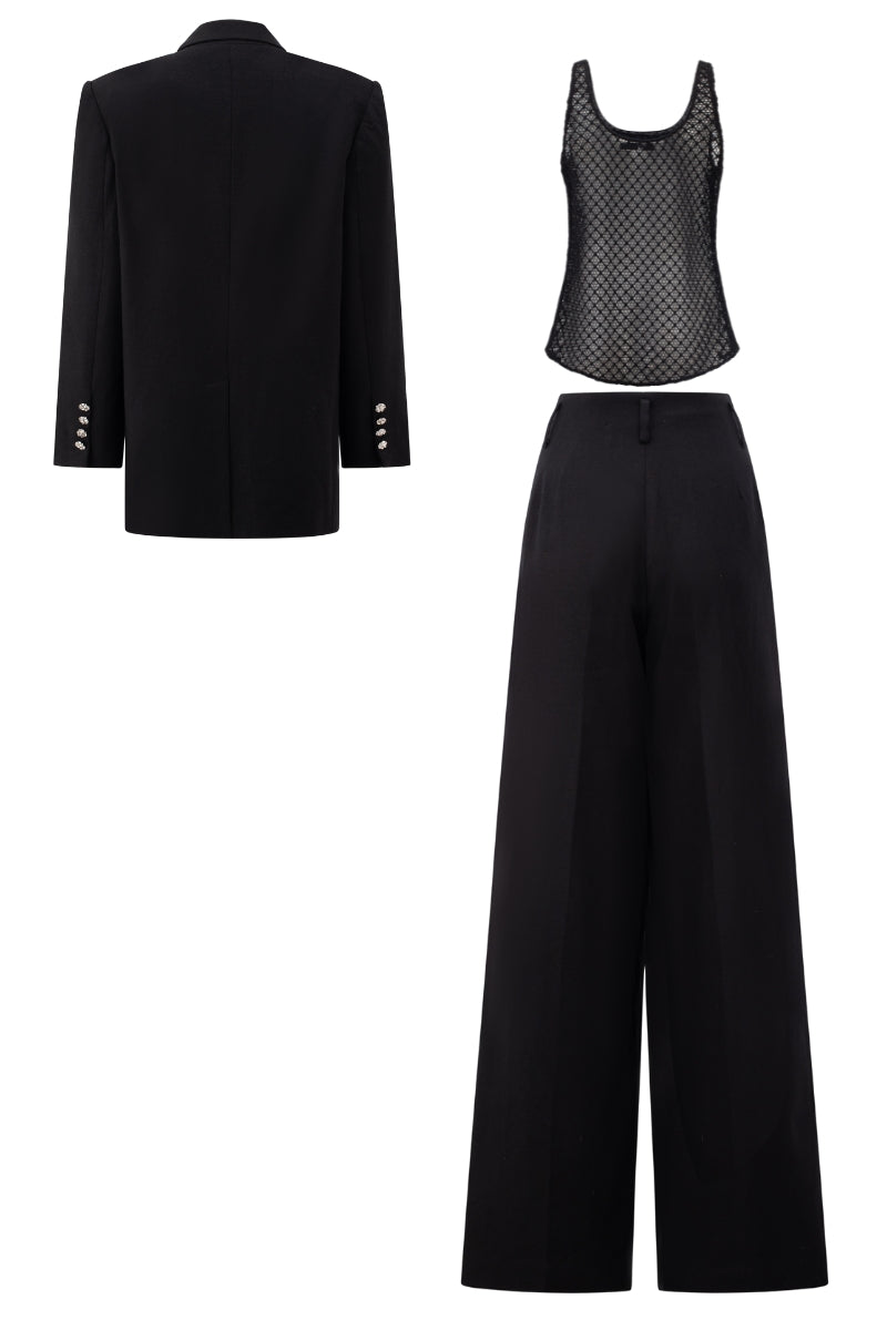 BEATRIX LINEN STRAIGHT BLAZER SET - CULT MIA