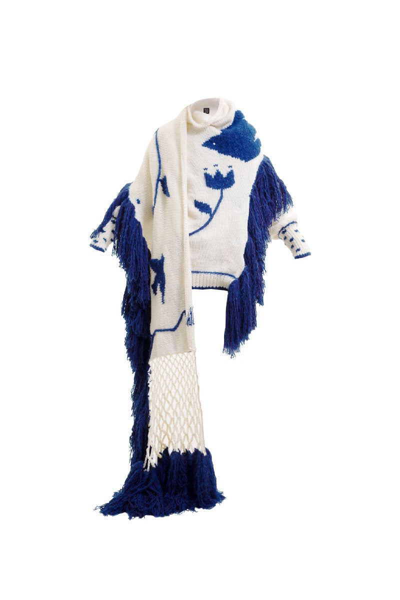 OVERSIZED SCARFED HAND KNIT CARDIGAN - CULT MIA