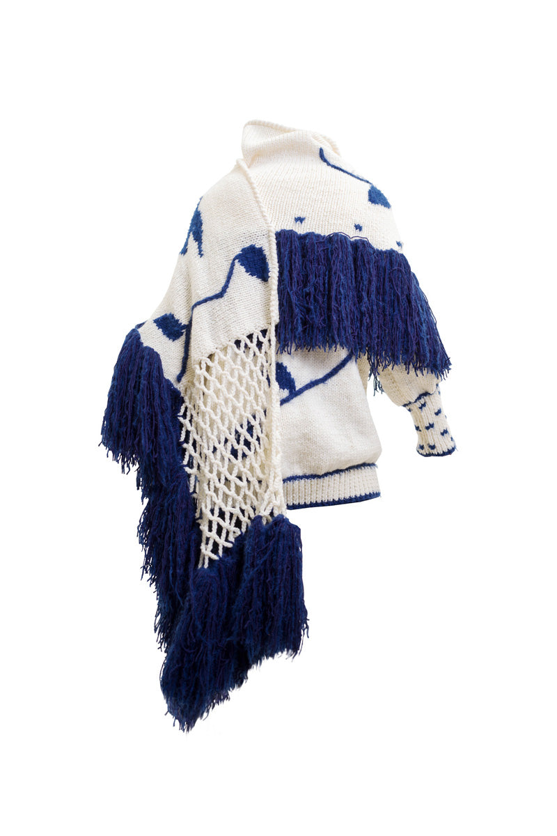OVERSIZED SCARFED HAND KNIT CARDIGAN - CULT MIA