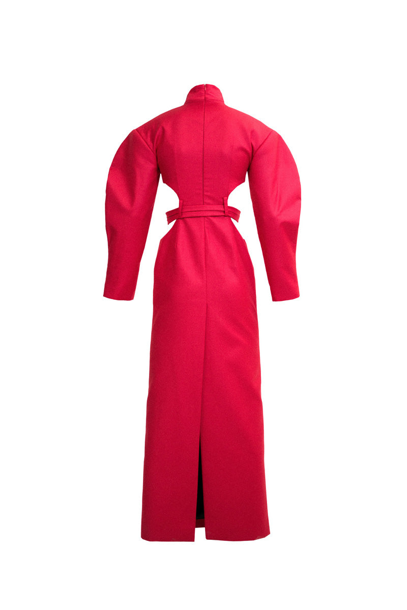 RED CUT-OUT DETAILED MAXI DRESS - CULT MIA