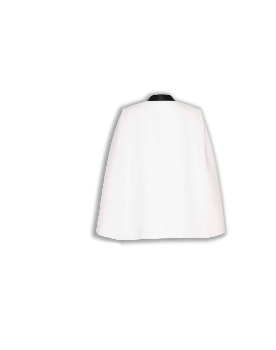 Lili Blanc black and white sleek cape blazer shown from the back, tailored fit with structured design and stylish lapel details.